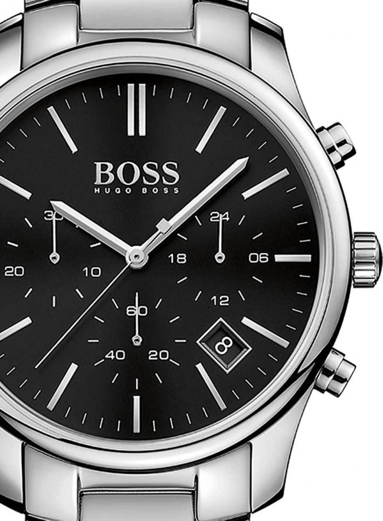 Hugo Boss Commander Black Dial Silver Steel Strap Watch for Men - 1513433 Buy Now By Hugo Boss
