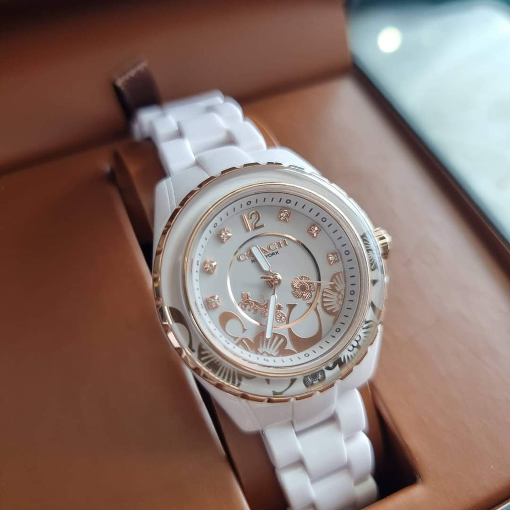 Coach Preston Pink Dial Pink Steel Strap Watch for Women - 14503465 Buy Now By Coach