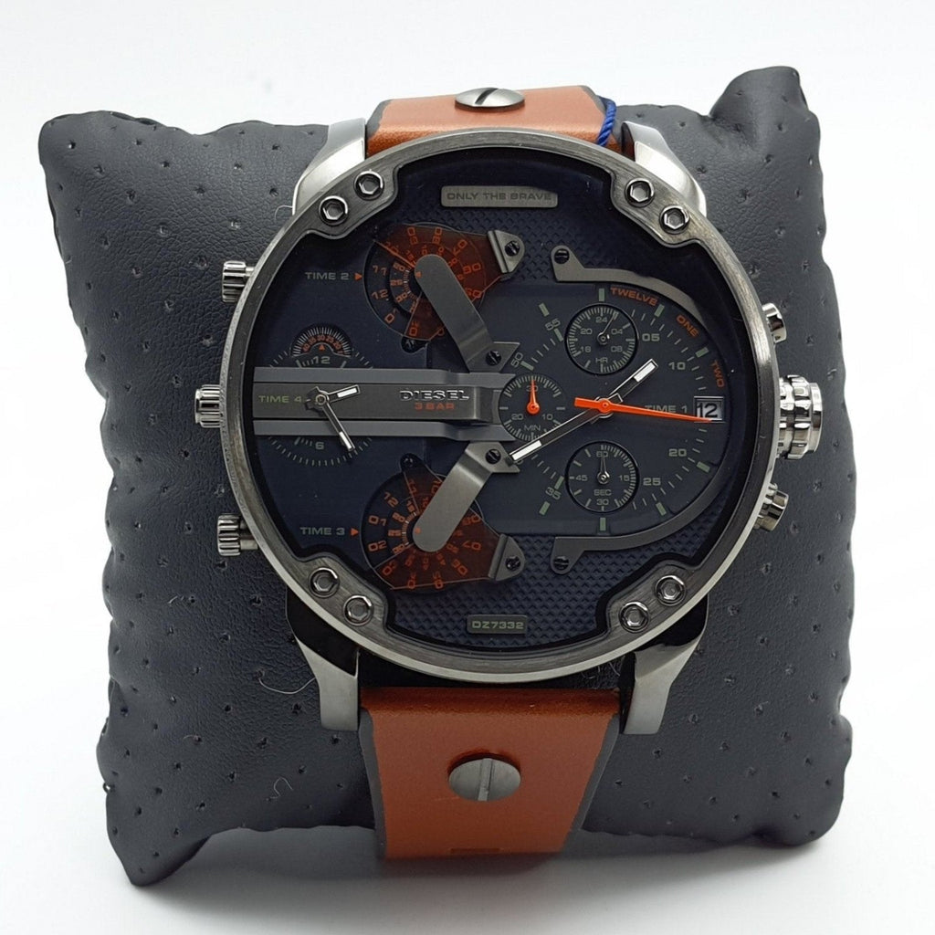 Diesel Mr Daddy 2.0 Chronograph Black Dial Brown Leather Strap Watch For Men - DZ7332 Buy Now By Diesel