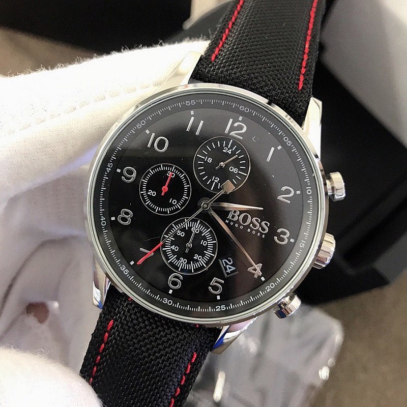 Hugo Boss Navigator Black Dial Black Leather Strap Watch for Men - 1513535 Buy Now By Hugo Boss