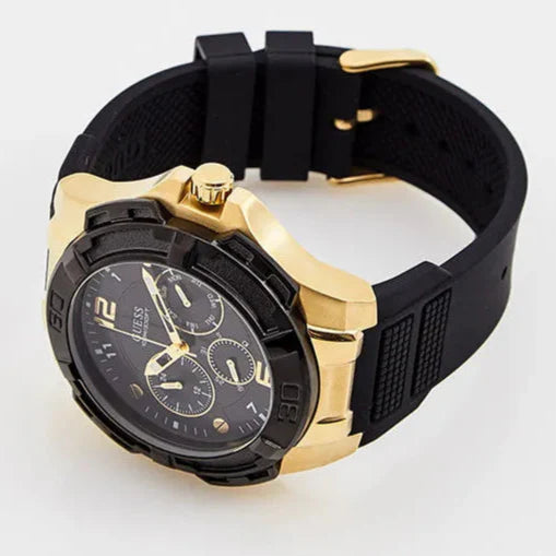 Guess Genesis Chronograph Black Dial Black Silicone Strap Watch For Men - GW0100G1 Buy Now By Guess
