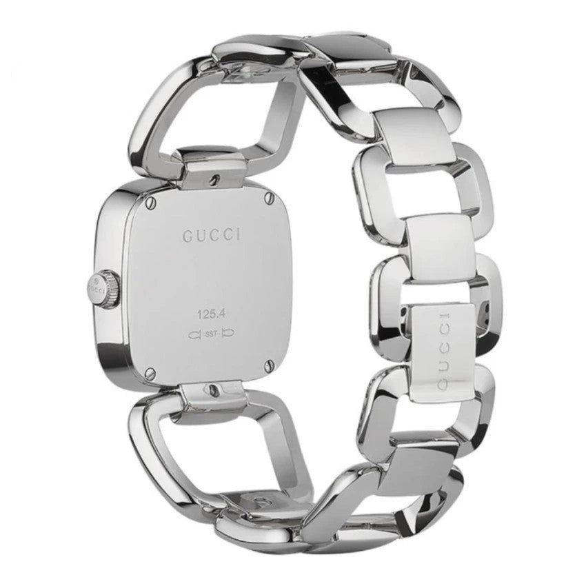 Gucci G Brown Square Brown Dial Silver Steel Strap Watch For Women - YA125402 Buy Now By Gucci