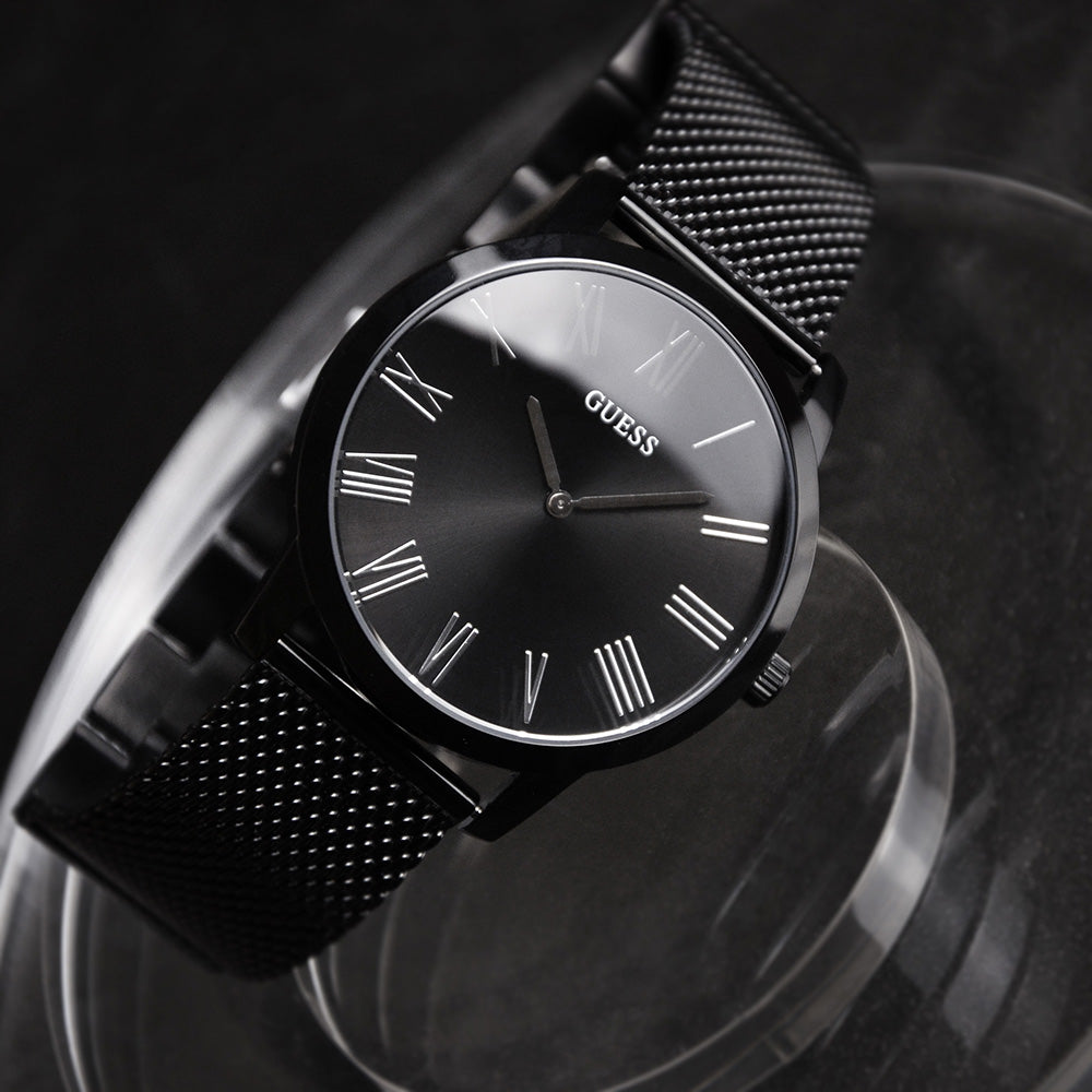 Guess Richmond Black Dial Black Mesh Bracelet Watch for Men - W1263G3 Buy Now By Guess
