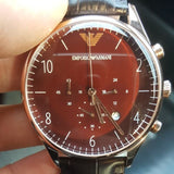 Emporio Armani Classic Chronograph Burgundy Dial Brown Leather Strap Watch For Men - AR1890 Buy Now By Emporio Armani