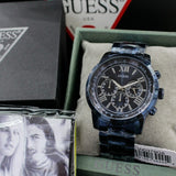 Guess Horizon Chronograph Black Dial Blue Steel Strap Watch For Men - W0379G5 Buy Now By Guess