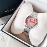 Gucci G Timeless Pink Dial Silver Steel Strap Watch For Women - YA126524 Buy Now By Gucci