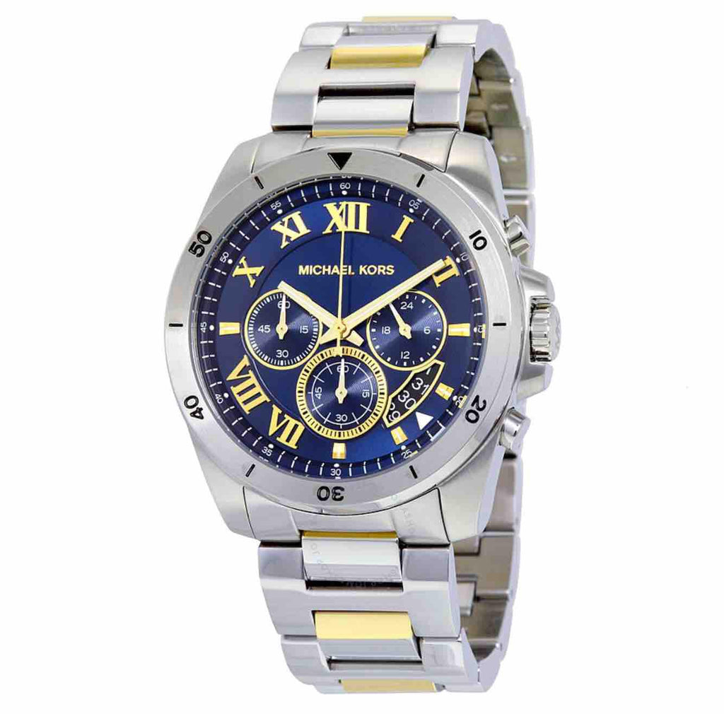 Michael Kors Brecken Chronograph Blue Dial Two Tone Steel Strap Watch For Men - MK8437 Buy Now By Michael Kors