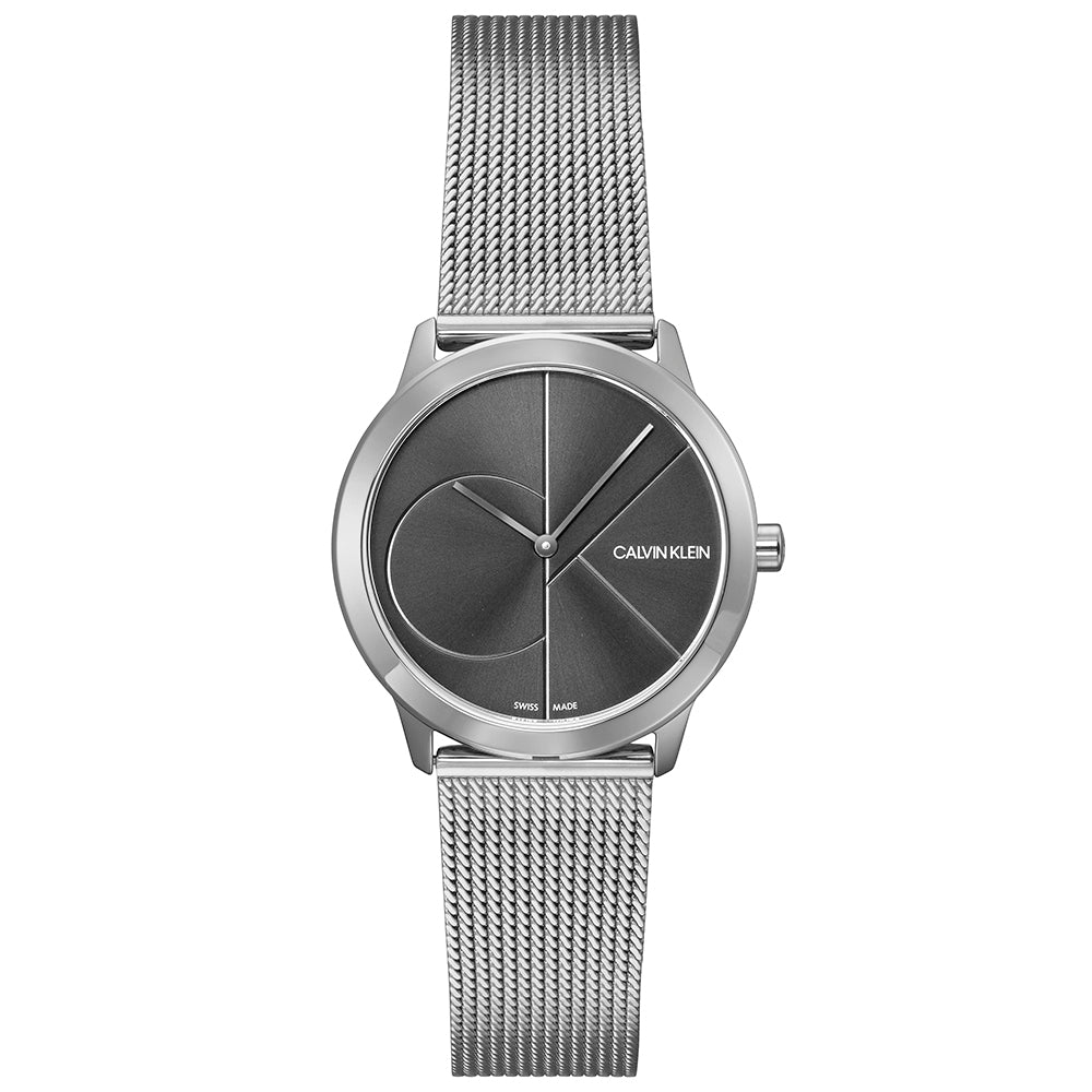 Calvin Klein Minimal Black Dial Silver Mesh Bracelet Watch for Women - K3M22123 Buy Now By Calvin Klein