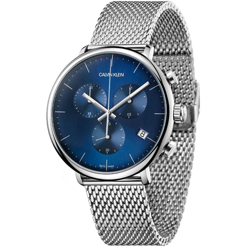 Calvin Klein High Noon Chronograph Blue Dial Silver Mesh Bracelet Watch for Men - K8M2712N Buy Now By Calvin Klein