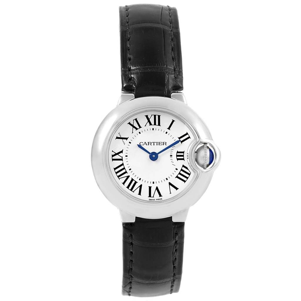 Cartier Ballon Bleu Silver Dial Black Leather Strap Watch for Women - W69018Z4 Buy Now By Cartier