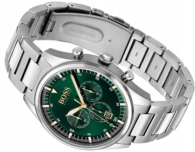 Hugo Boss Pioneer Green Dial Silver Steel Strap Watch for Men - 1513868 Buy Now By Hugo Boss