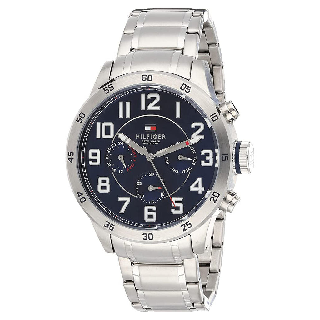 Tommy Hilfiger Trent Chronograph Blue Dial Silver Steel Strap Watch for Men - 1791053 Buy Now By Tommy Hilfiger