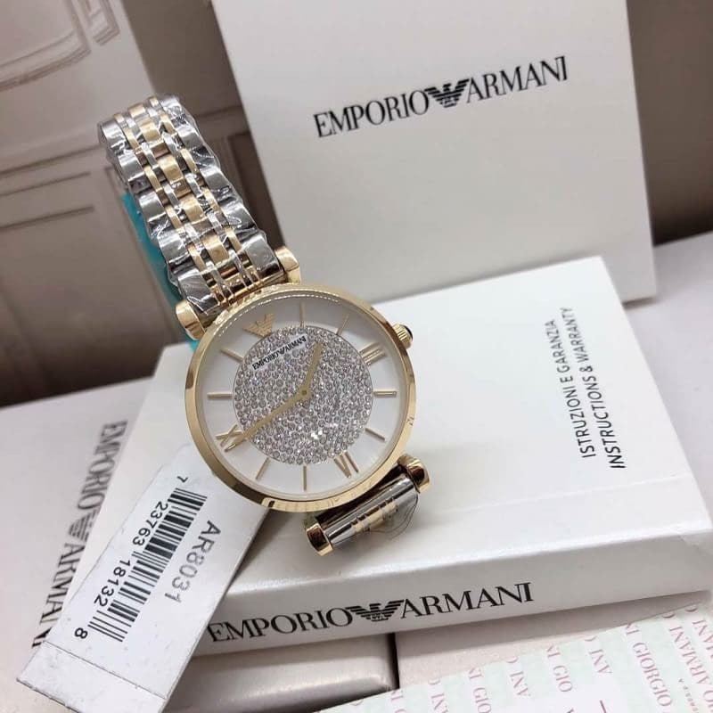 Emporio Armani Gianni T Bar White Dial Two Tone Steel Strap Watch For Women - AR8031 Buy Now By Emporio Armani