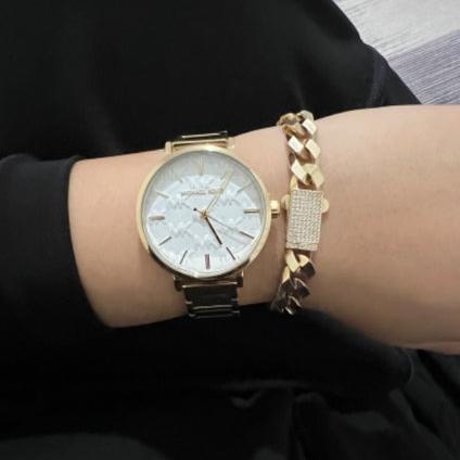 Michael Kors Addyson Three-Hand White Dial Gold Steel Strap Watch for Women - MK4712 Buy Now By Michael Kors