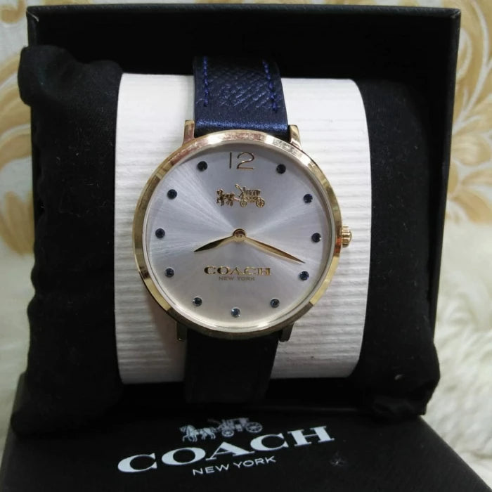 Coach Slim Easton Silver Dial Blue Leather Strap Watch for Women - 14502687 Buy Now By Coach