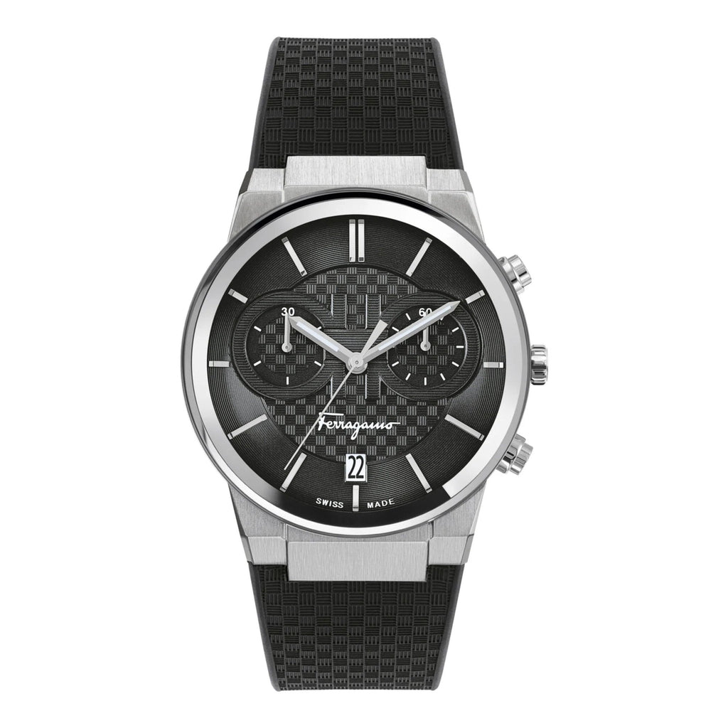 Salvatore Ferragamo Sapphire Chrono Black Dial Black Silicone Strap Watch for Men - SFME00121 Buy Now By Salvatore Ferragamo
