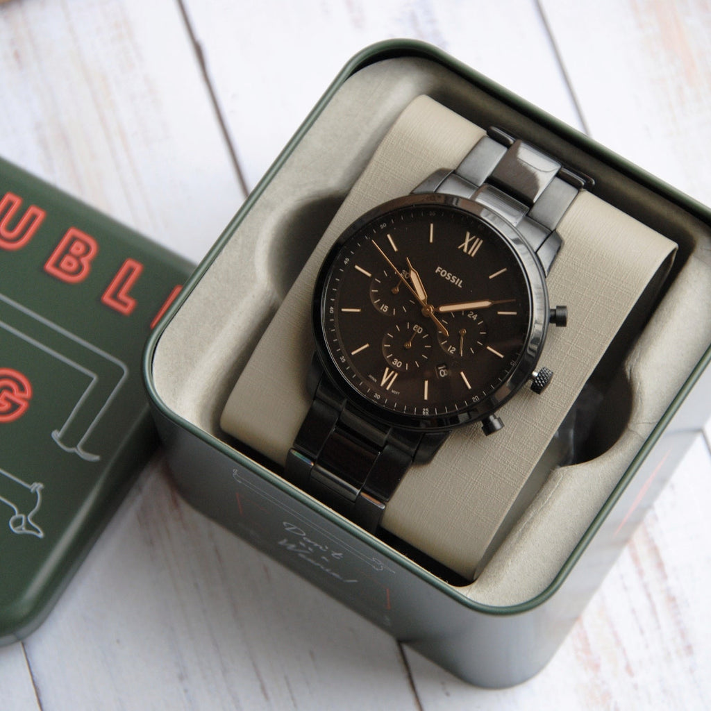 Fossil Neutra Chronograph Black Dial Black Steel Strap Watch for Men - FS5525 Buy Now By Fossil