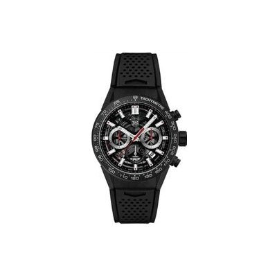 Tag Heuer Carrera Chronograph Steel & Ceramic Black Dial Black Rubber Strap Watch for Men - CBG2090.FT6145 Buy Now By Tag Heuer
