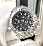 Guess Baguette Crystals Black Dial Black Silicone Strap Watch For Men - GW0208G1 Buy Now By Guess