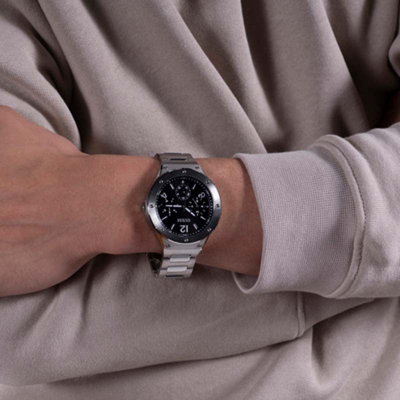 Guess Scope Black Dial Silver Steel Strap Watch for Men - GW0454G1 Buy Now By Guess