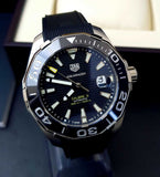 Tag Heuer Aquaracer Calibre 5 Automatic Black Dial Black Rubber Strap Watch for Men - WAY201A.FT6142 Buy Now By Tag Heuer