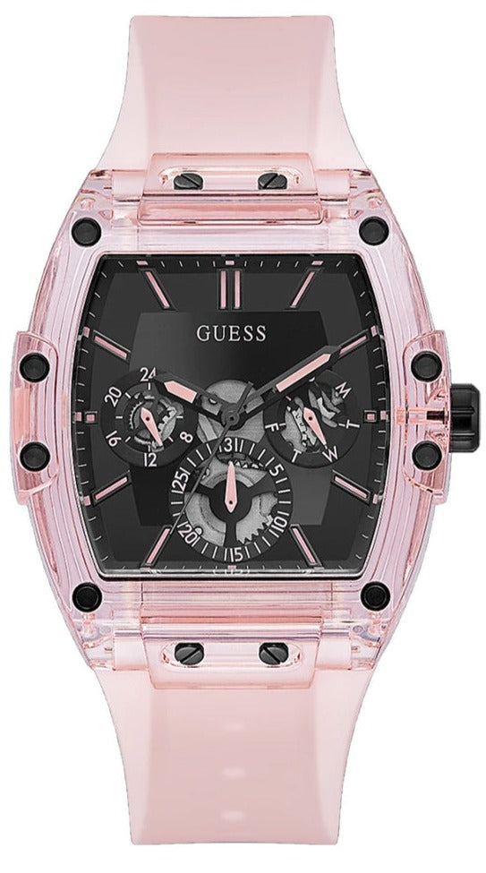 Guess Sporting Black Dial Pink Rubber Strap Watch for Men - GW0032G1 Buy Now By Guess