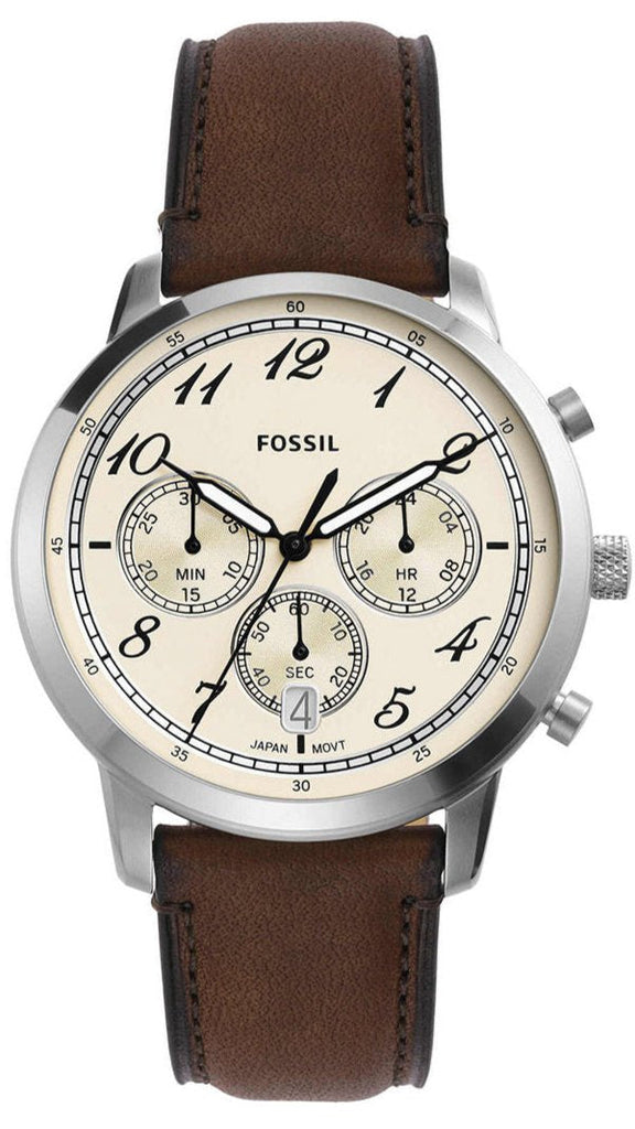Fossil Neutra Chronograph White Dial Brown Leather Strap Watch for Men - FS6022 Buy Now By Fossil