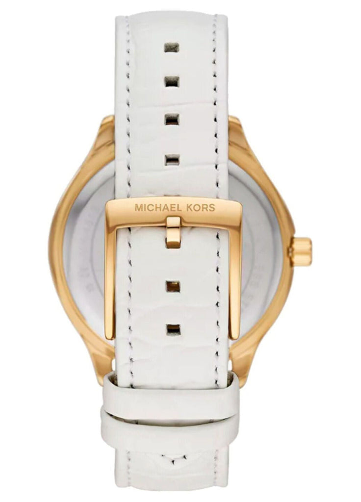 Michael Kors Sage Three-Hand Mother of Pearl White Dial White Leather Strap Watch for Women - MK4818 Buy Now By Michael Kors