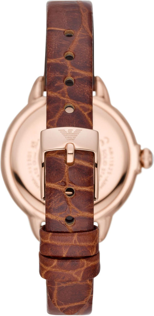Emporio Armani Mia Quartz Silver Dial Brown Leather Strap Watch For Women - AR11525 Buy Now By Emporio Armani