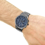 Emporio Armani Renato Chronograph Quartz Blue Dial Black Steel Strap Watch For Men - AR11215 Buy Now By Emporio Armani