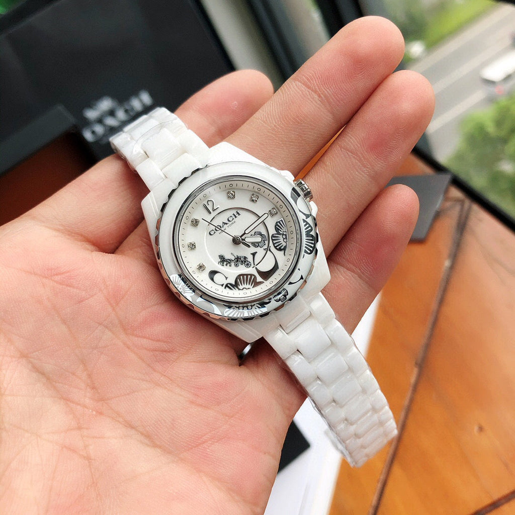 Coach Preston White Dial White Steel Strap Watch for Women - 14503464 Buy Now By Coach