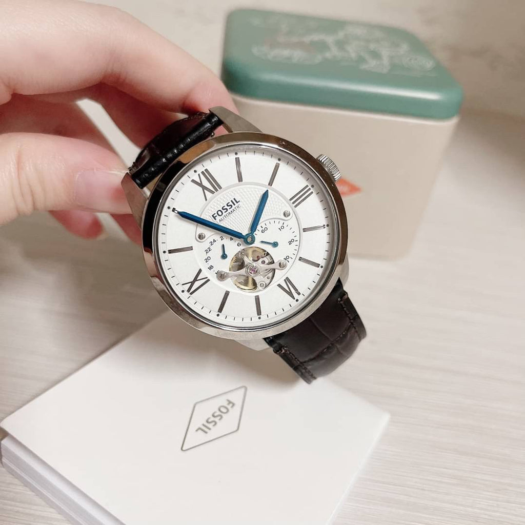 Fossil Townsman Automatic Chronograph White Dial Blue Leather Strap Watch for Men - ME3167 Buy Now By Fossil