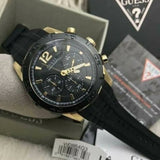 Guess Caliber Chronograph Black Dial Black Rubber Strap Watch for Men - W0864G3 Buy Now By Guess