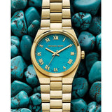 Michael Kors Channing Turquoise Dial Gold Steel Strap Watch For Women - MK5894 Buy Now By Michael Kors
