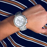 Michael Kors Parker Mother of Pearl Dial Diamonds Silver Steel Strap Watch for Women - MK5572 Buy Now By Michael Kors