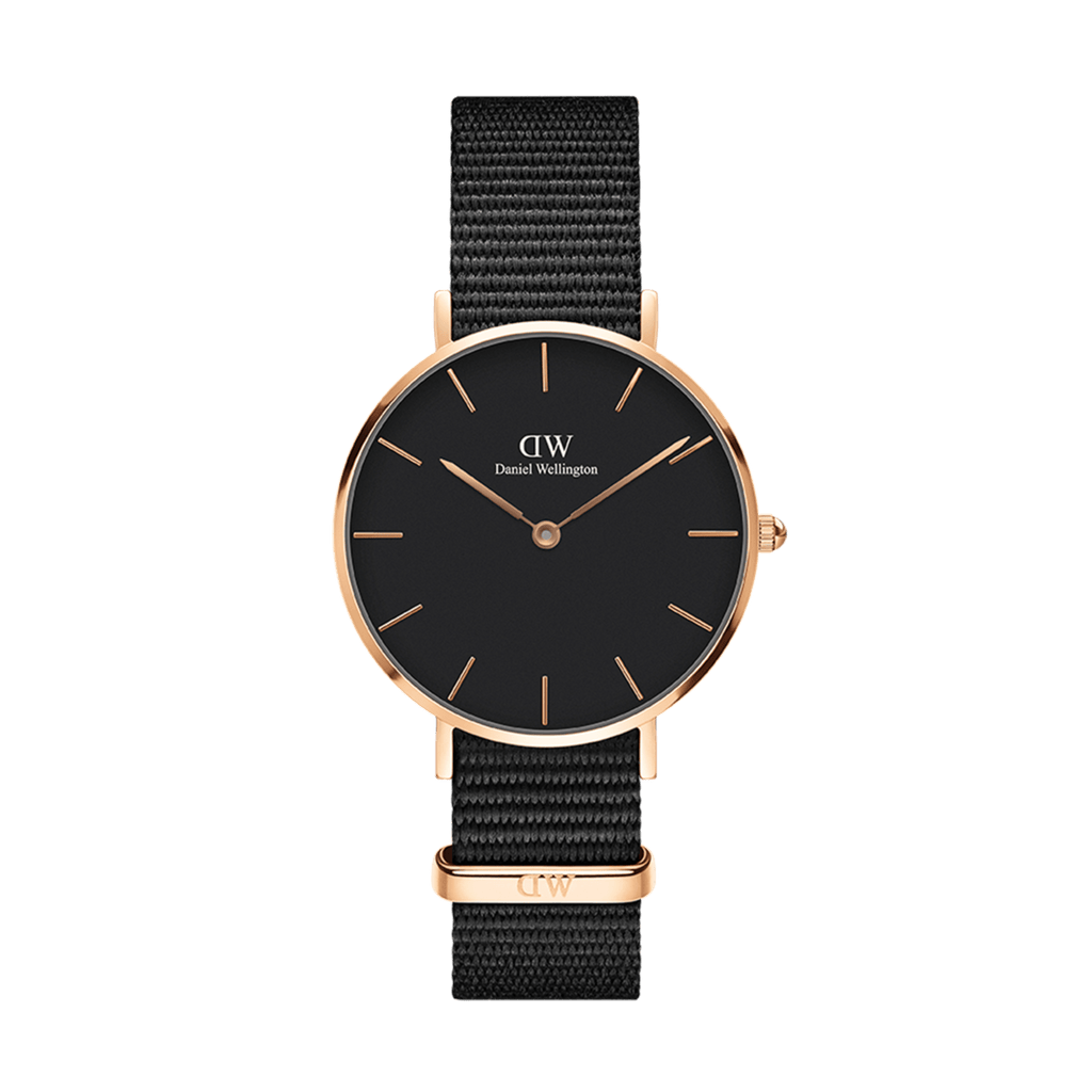 Daniel Wellington Classic Petite Cornwall Black Dial Black NATO Strap Watch For Women - DW00100215 Buy Now By Daniel Wellington