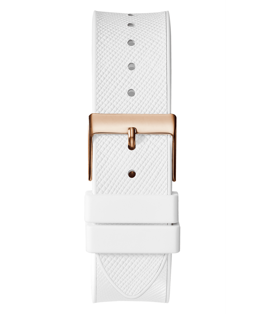 Guess Raven Diamonds Rose Gold Dial White Silicone Strap Watch for Women - GW0105L3 Buy Now By Guess