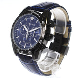 Versace V-Ray Chronograph Quartz Blue Dial Black Leather Strap Watch For Men - VEDB00418 Buy Now By Versace