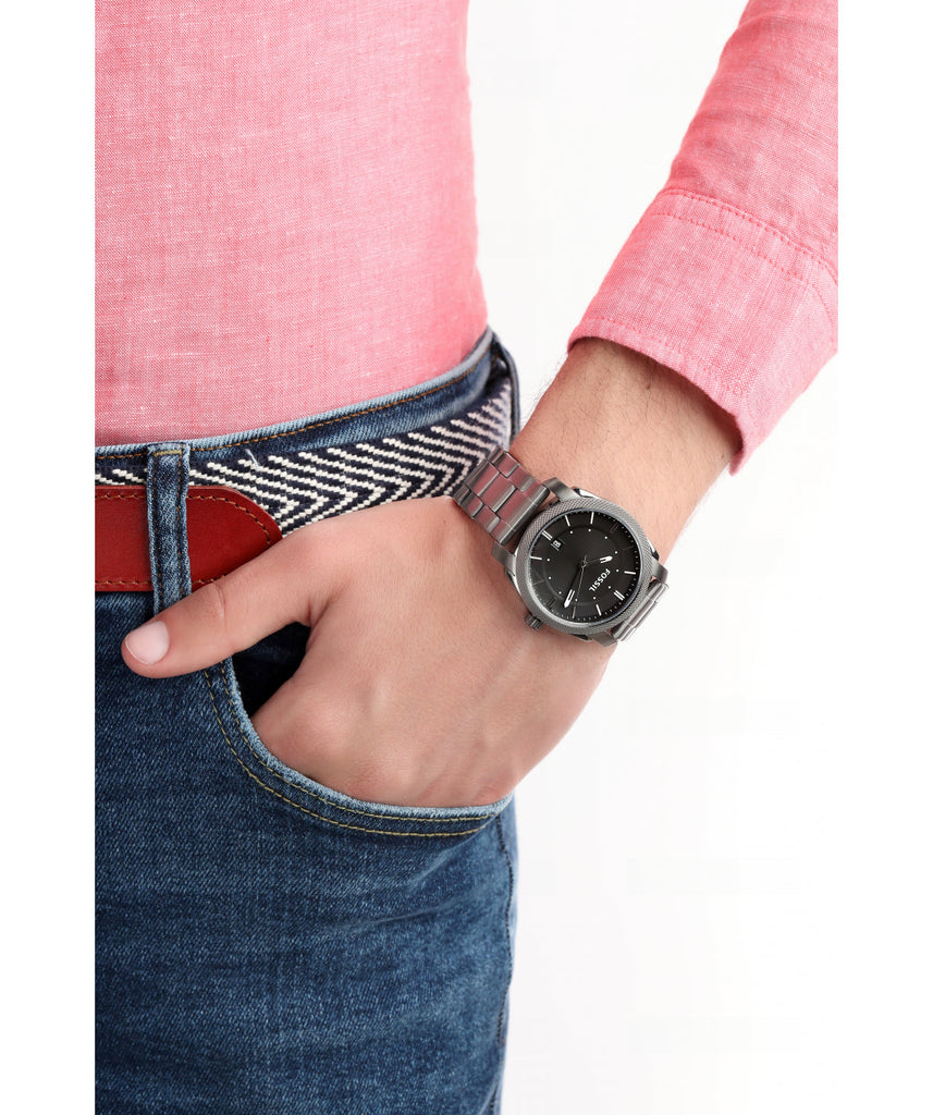 Fossil Machine Chronograph Black Dial Grey Steel Strap Watch for Men - FS4774 Buy Now By Fossil