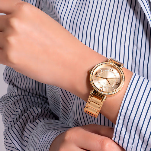 Guess Montage Quartz Gold Dial Gold Steel Strap Watch For Women - GW0588L1 Buy Now By Guess