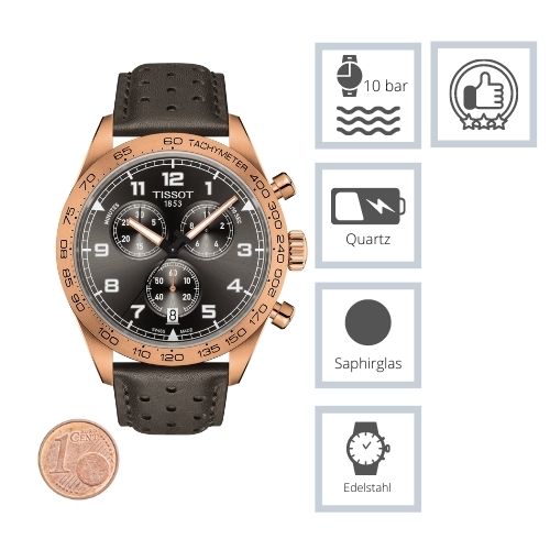 Tissot T Sport PRS 516 Chronograph Grey Dial Grey Leather Strap Watch for Men - T131.617.36.082.00 Buy Now By Tissot