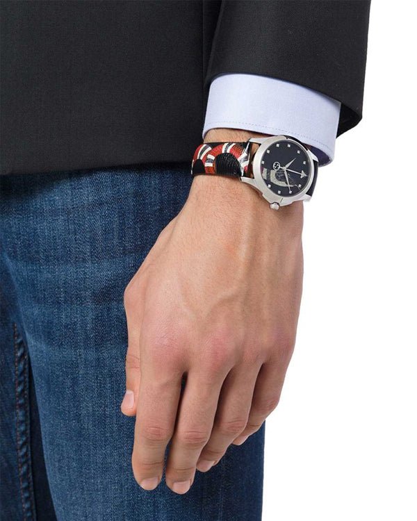 Gucci Le Marche Des Merveilles Black Dial Black Leather Strap Unisex Watch - YA1264007 Buy Now By Gucci