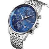 Hugo Boss Navigator Chronograph Blue Dial Silver Steel Strap Watch for Men - 1513498 Buy Now By Hugo Boss