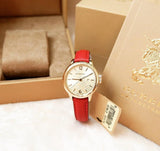 Burberry The Classic Gold Dial Red Leather Strap Watch for Women - BU10102 Buy Now By Burberry