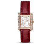 Michael Kors Emery Quartz Diamonds Silver Dial Red Leather Strap Watch For Women - MK4689 Buy Now By Michael Kors