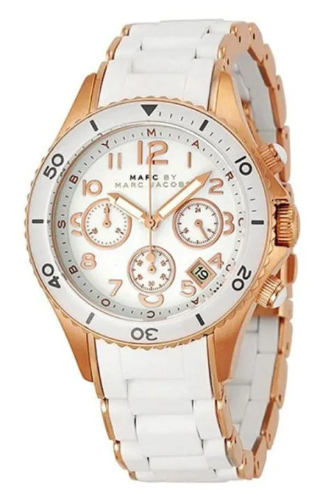 Marc Jacobs Rock Chronograph White Dial White Silicone Strap Watch for Women - MBM2547 Buy Now By Marc Jacobs