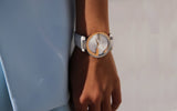 Gucci Interlocking 18K Gold Silver Dial White Leather Strap Watch For Women - YA133303 Buy Now By Gucci