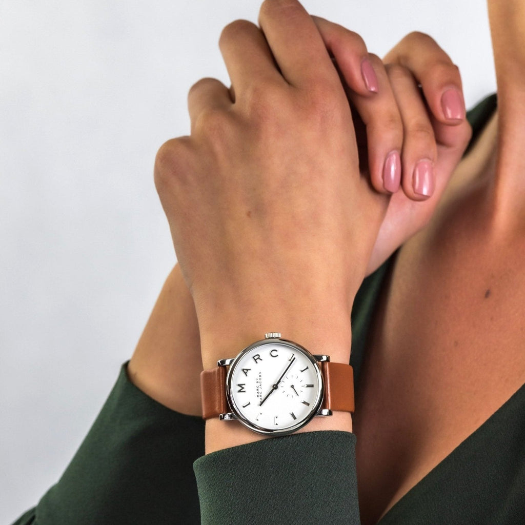 Marc Jacobs Baker White Dial Brown Leather Strap Watch for Women - MBM1265 Buy Now By Marc Jacobs