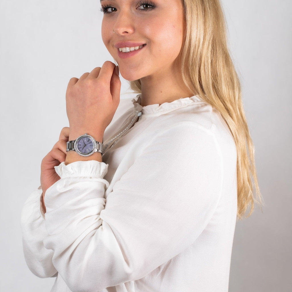 Michael Kors Taryn Mother of Pearl Purple Dial Silver Steel Strap Watch For Women - MK6562 Buy Now By Michael Kors