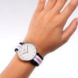 Daniel Wellington Classic Southampton White Dial Three Tone Nylon Strap Watch For Women - DW00100050 Buy Now By Daniel Wellington